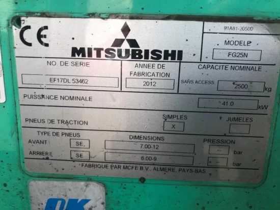 περονοφόρο ανυψωτικό υγραερίου MITSUBISHI