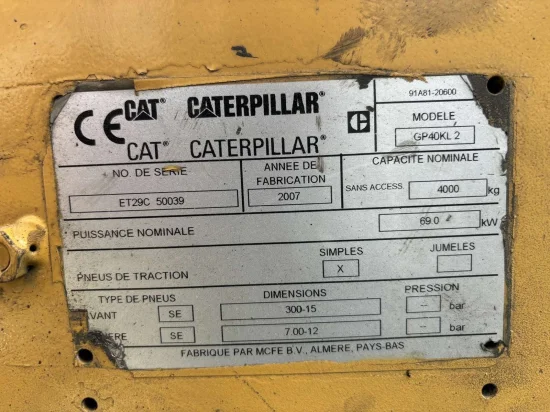 περονοφόρο ανυψωτικό υγραερίου CATERPILLAR